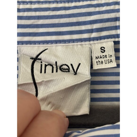 Finley Skipper Striped Blue White Nautical Poplin Top - Picture 4 of 13